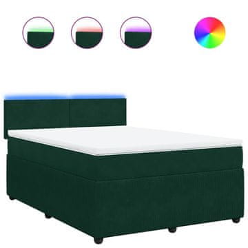 Vidaxl Box spring postelja z vzmetnico temno zelen 140x190 cm žamet