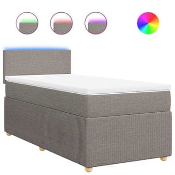 Vidaxl Box spring postelja z vzmetnico taupe 80x200 cm blago