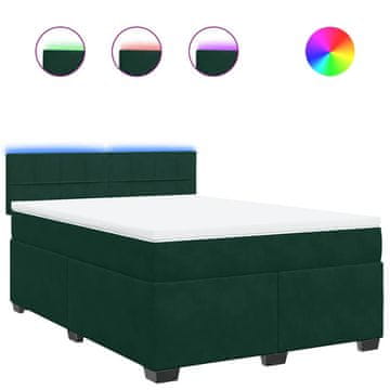 Vidaxl Box spring postelja z vzmetnico temno zelen 140x190 cm žamet