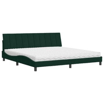 Vidaxl Postelja z vzmetnico Hanko temno zelena 200x200 cm žamet