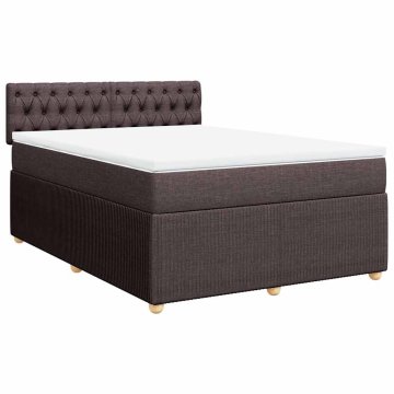 Vidaxl Box spring postelja z vzmetnico temno rjav 140x190 cm blago