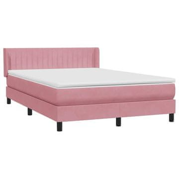 Vidaxl Box spring postelja z vzmetnico roza 140x220 cm žamet