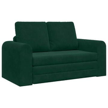 Vidaxl Sofa postelja Temno zelena 148 x 71 x 83 cm Žamet