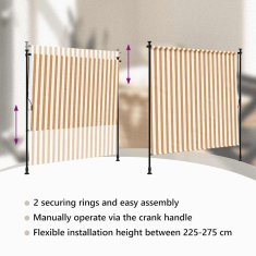 Vidaxl Zunanje rolo senčilo oranžno in belo 200x270 cm tkanina jeklo