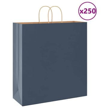 Vidaxl Papirnate vrečke 250 kosov z ročaji modra 45x17x48 cm