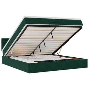 Vidaxl Otomanski posteljni okvir z vzmetnico temno zelena 180x200cm