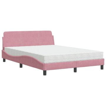 Vidaxl Postelja z vzmetnico Dover roza 120x200 cm žamet