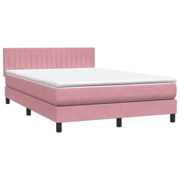 Vidaxl Box spring postelja z vzmetnico roza 160x210 cm žamet