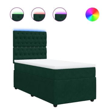 Vidaxl Box spring postelja z vzmetnico temno zelena 100x200 cm žamet