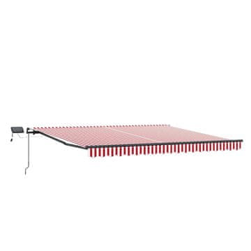 Vidaxl Vlečna tenda Rdeča in bela 450 × 350 cm Tkanina in aluminij