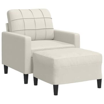 Vidaxl Fotelj s stolčkom za noge krem 60 cm žamet