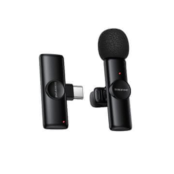 Borofone BFK16 brezžični lavalier mikrofon USB-C, črn
