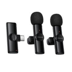 Borofone BFK16A brezžični lavalier mikrofon USB-C 2kos, črn