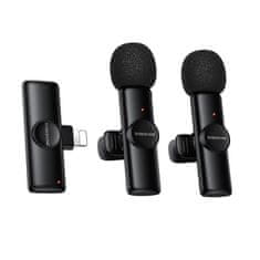 Borofone BFK16A brezžični lavalier mikrofon Lightning 2kos, črn