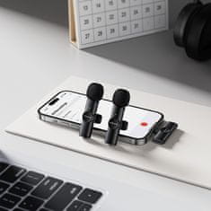 Borofone BFK16A brezžični lavalier mikrofon Lightning 2kos, črn