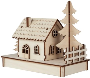 Rayher.	 Lesena sestavljanka, Hiša 1, 3D, 17.5x9.4x14 cm
