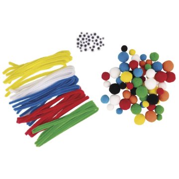 Rayher.	 Set pomponov, kosmatih žičk in očes 125 kosov