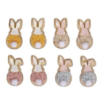 Rayher.	 Leseni okraski, Zajčki z repki, 2,1x4cm, set 8