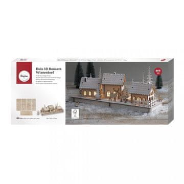 Rayher.	 Lesena sestavljanka Zimska vasica 84 delna; 40x14,5x17cm