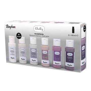 Rayher.	 Kredne barve Chalky set 6x60 ml, roza set