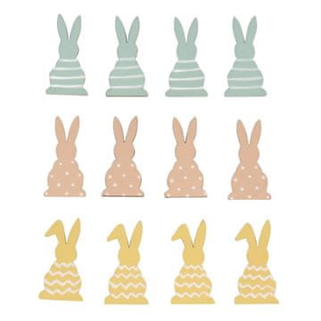Rayher.	 Leseni okraski, Zajčki, pastelni, samolepilni, 4x2cm, set12