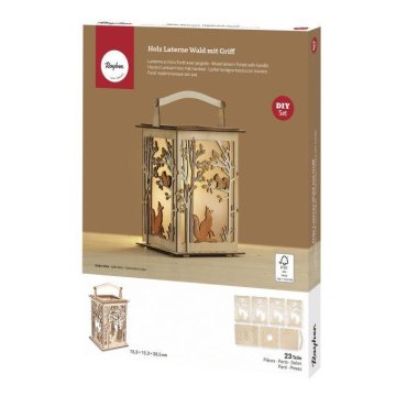 Rayher.	 Lesena sestavljanka Lanterna gozd 15,3x15,3x26,5cm, 23 delna