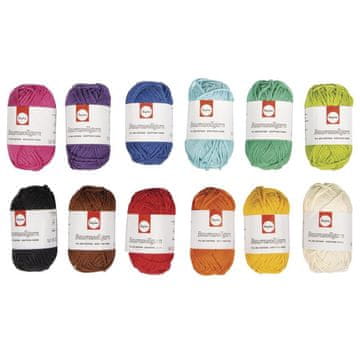 Rayher.	 Bombažna preja, 20g x12 kom, osnovne barve