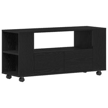 Vidaxl TV omarica s kolesi črna hrast 102x34,5x43 cm inženirski les
