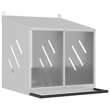 Piščančja gnezdilnica s 2 oddelki pocinkana srebrna kovina