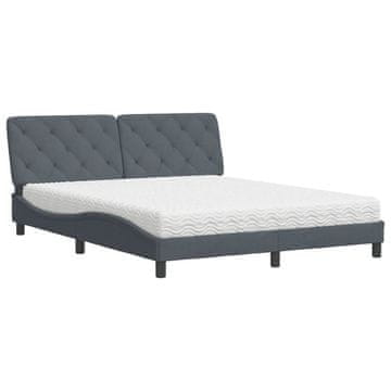 Vidaxl Postelja z vzmetnico temno siva 160x200 cm žamet