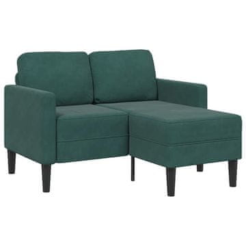 Vidaxl 2-sedežni kavč z ležiščem v obliki črke L temno zelena 125 cm