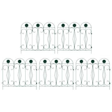 Vrtna ograja 5 pcs Zelena Jeklo
