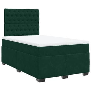 Vidaxl Box spring postelja z vzmetnico temno zelen 120x190 cm žamet