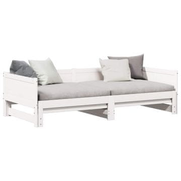Vidaxl Raztegljiva dnevna postelja Bela 203,5 x 184 x 56,5 cm