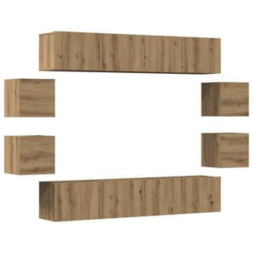 Vidaxl 8 kosov stenske TV omarice Artisan Oak Engineered Wood