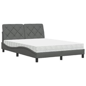 Vidaxl Postelja z vzmetnico temno siva 140x200 cm blago