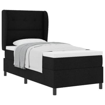 Vidaxl Postelja z vzmetnico z vzglavjem Črna 80 x 200 cm blago