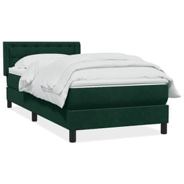 Vidaxl Box spring postelja z vzmetnico temno zelena 80x220 cm žamet
