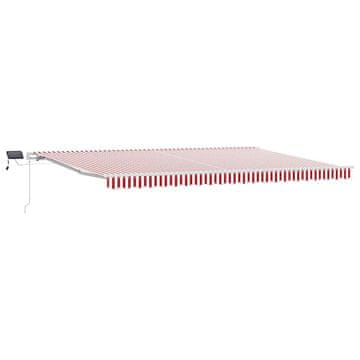 Vidaxl Vlečna tenda Rdeča in bela 500 × 300 cm Tkanina in aluminij