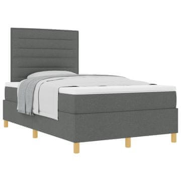 Vidaxl Postelja z vzmetnico z vzmetnico Temno siva 120 x 190 cm blago