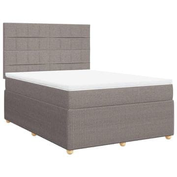 Vidaxl Box spring postelja z vzmetnico taupe 140x190 cm blago