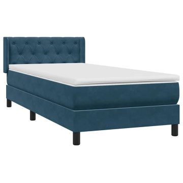 Vidaxl Box spring postelja z vzmetnico temno modra 80x220 cm žamet
