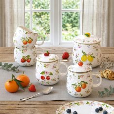 Easy Life Set skodelica s cedilom - tisana Fancy Fruit 450ml / več vzorcev / porcelan, inox