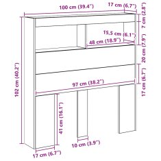 Vidaxl Omarica za vzglavje postelje LED črna hrast 100x17x102 cm