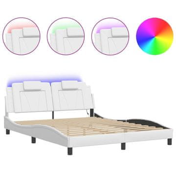 Vidaxl Posteljni okvir Viana z LED brez vzmetnice bel 160x200 cm