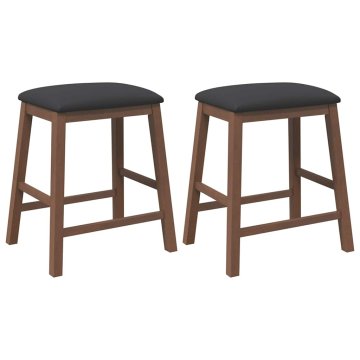 Vidaxl Bar stoli z blazinami 2 kosa Brown Solid Wood Rubber