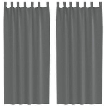 Vidaxl Voile zavese z zanke 2 kosa temno siva 140x225 cm