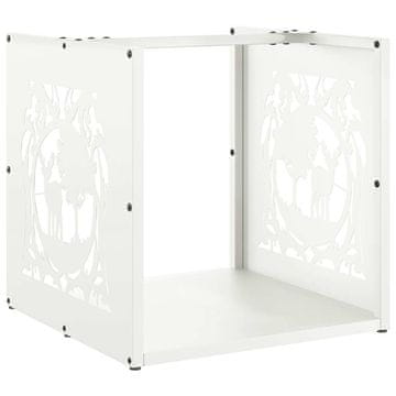 Vidaxl Stojalo za drva belo 40x40x40 cm hladno valjano jeklo