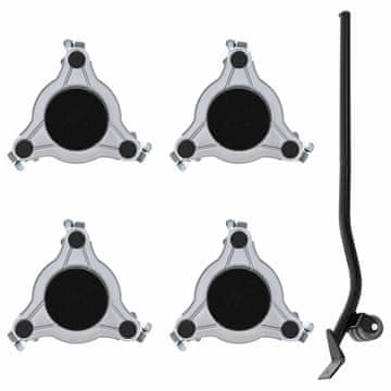 Vidaxl Pohištveni valjčki 4 kosi z dvigalom 19 x 17,5 x 6 cm jeklo 1000 kg