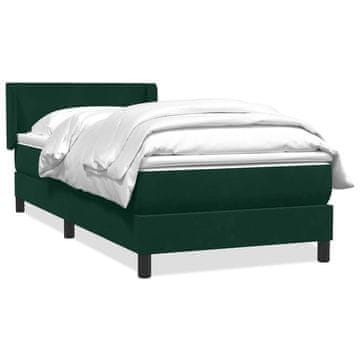 Vidaxl Box spring postelja z vzmetnico temno zelena 80x220 cm žamet